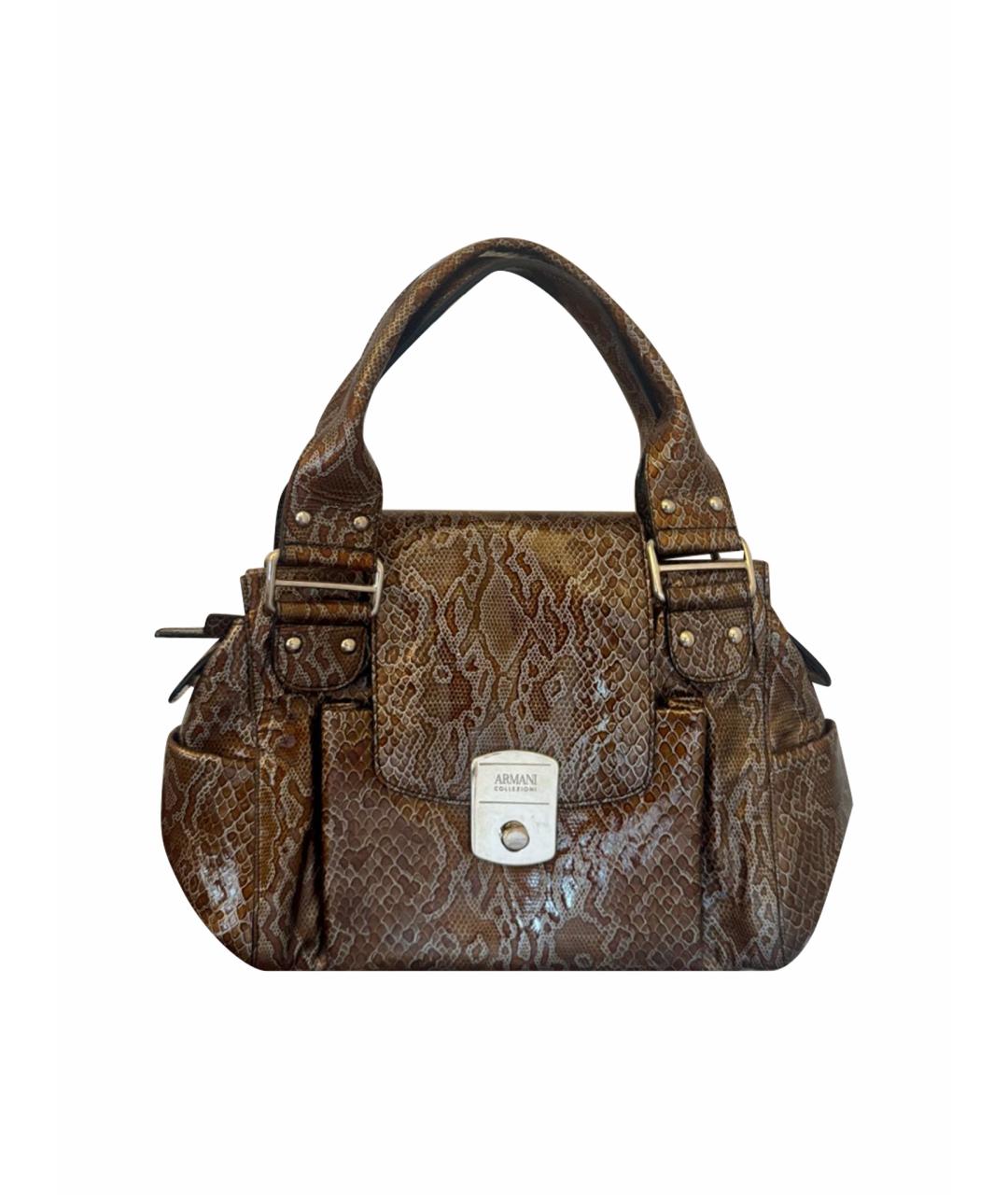 ARMANI COLLEZIONI Коричневая кожаная сумка тоут, фото 1