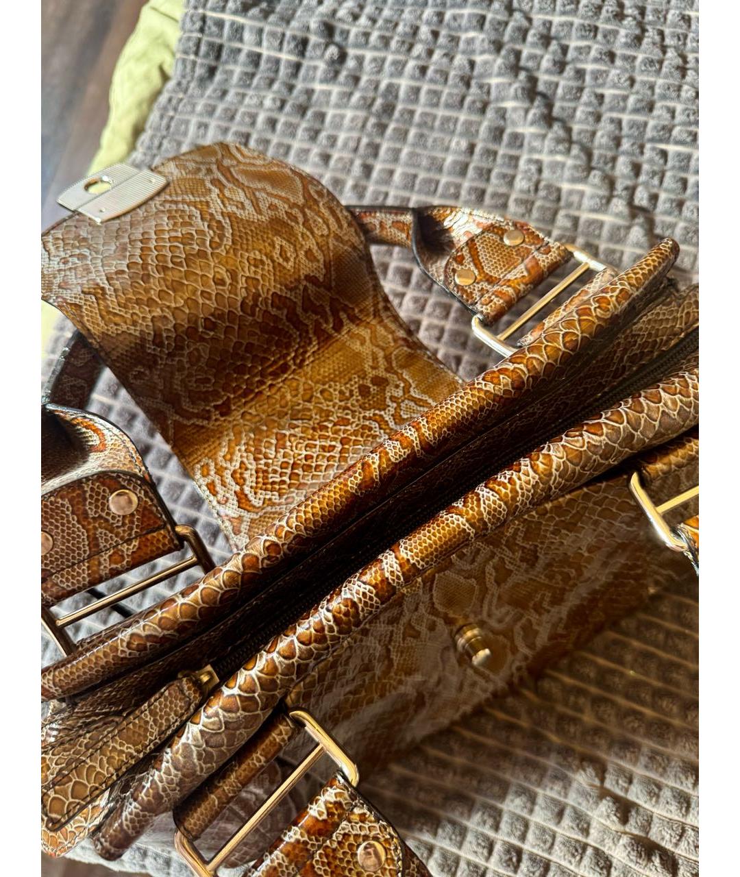 ARMANI COLLEZIONI Коричневая кожаная сумка тоут, фото 3