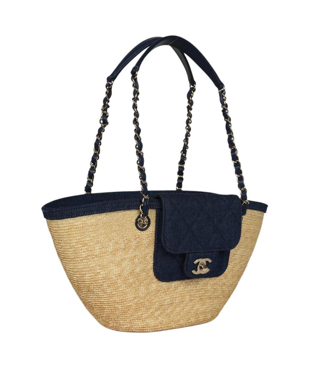 CHANEL Бежевая рафия сумка через плечо, фото 2