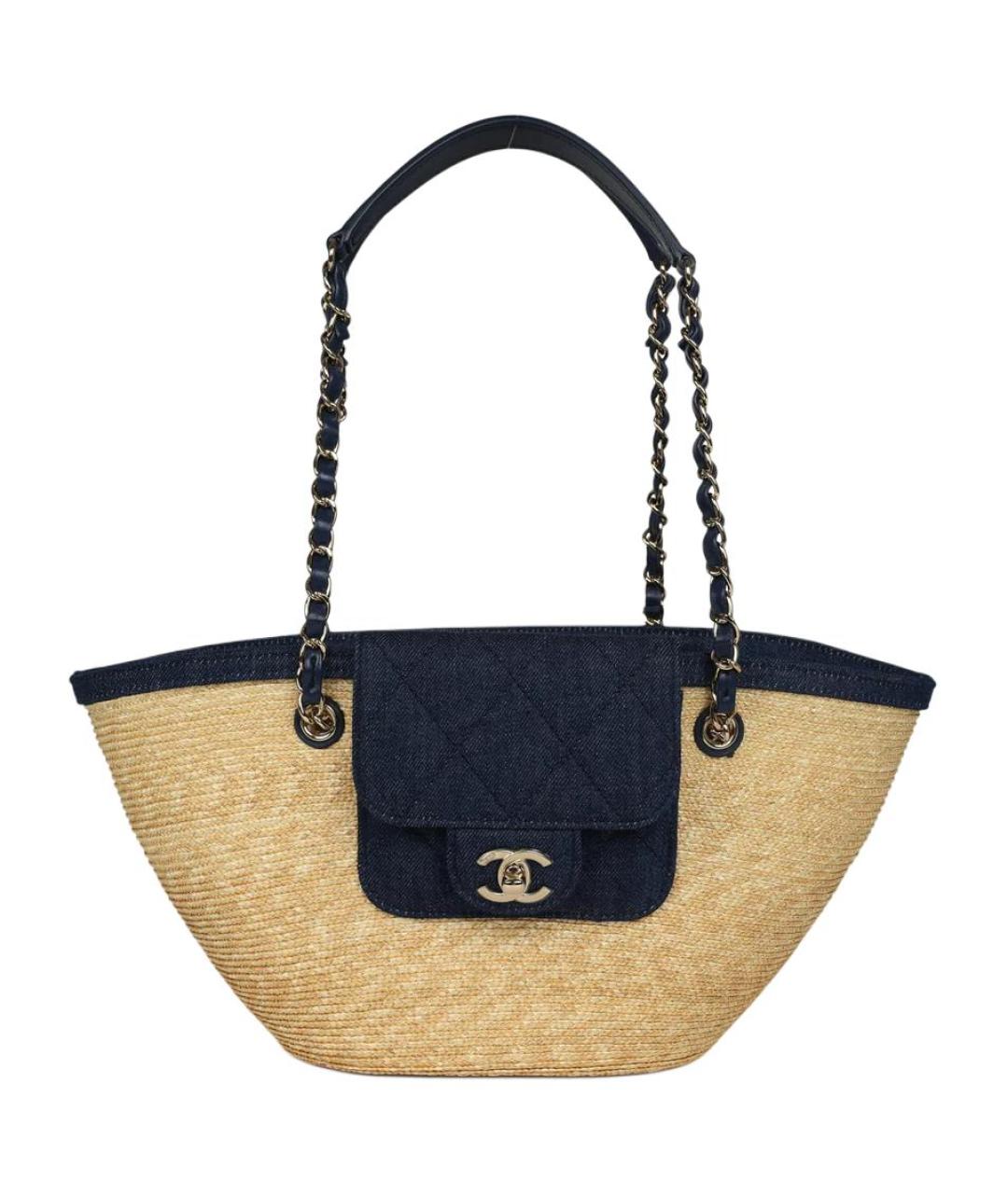 CHANEL Бежевая рафия сумка через плечо, фото 1