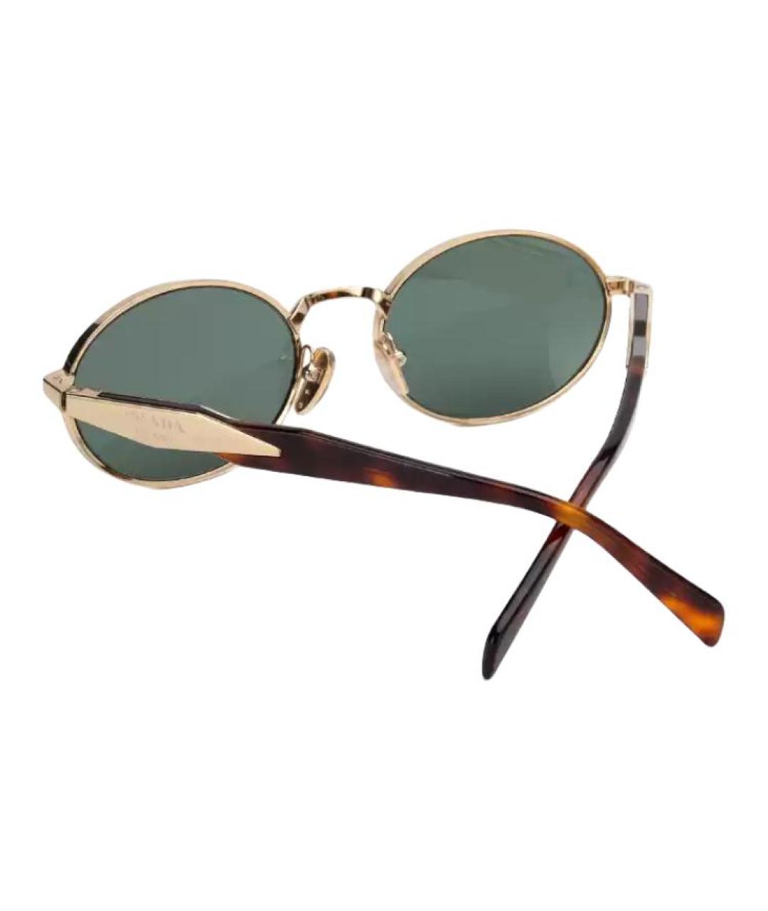 PRADA Золотые металлические солнцезащитные очки, фото 4