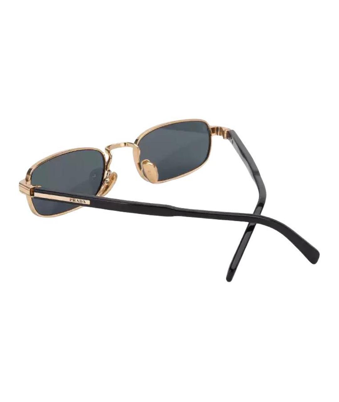 PRADA Золотые металлические солнцезащитные очки, фото 4