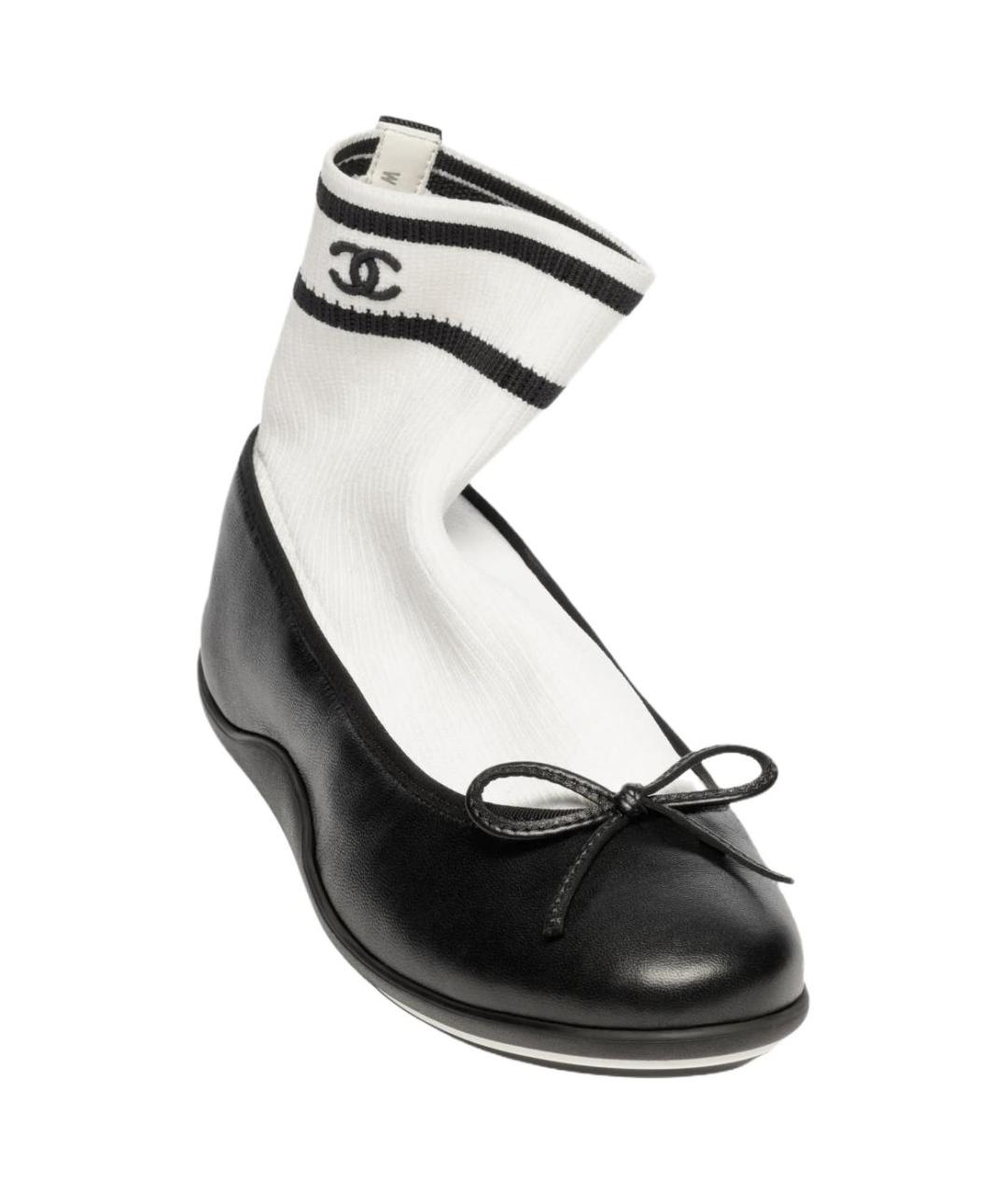 CHANEL Черные кожаные кроссовки, фото 3