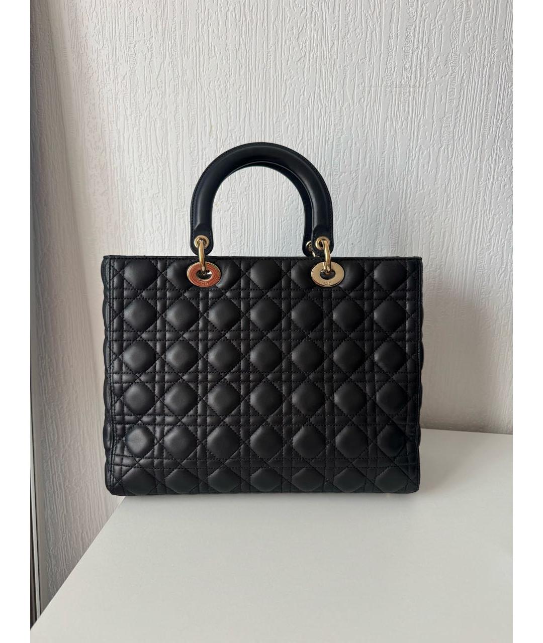 CHRISTIAN DIOR Черная кожаная сумка с короткими ручками, фото 3