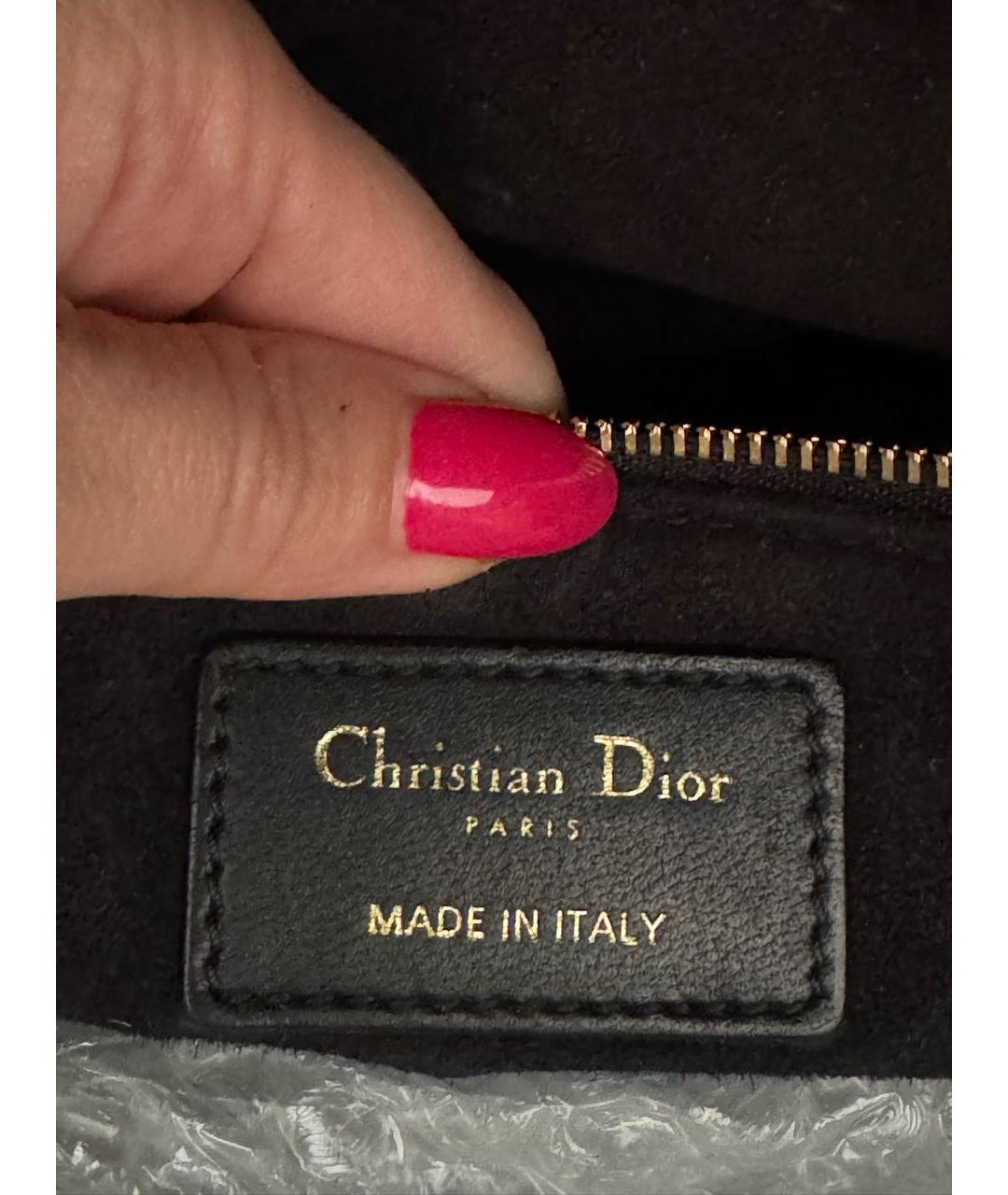 CHRISTIAN DIOR Черная кожаная сумка с короткими ручками, фото 6