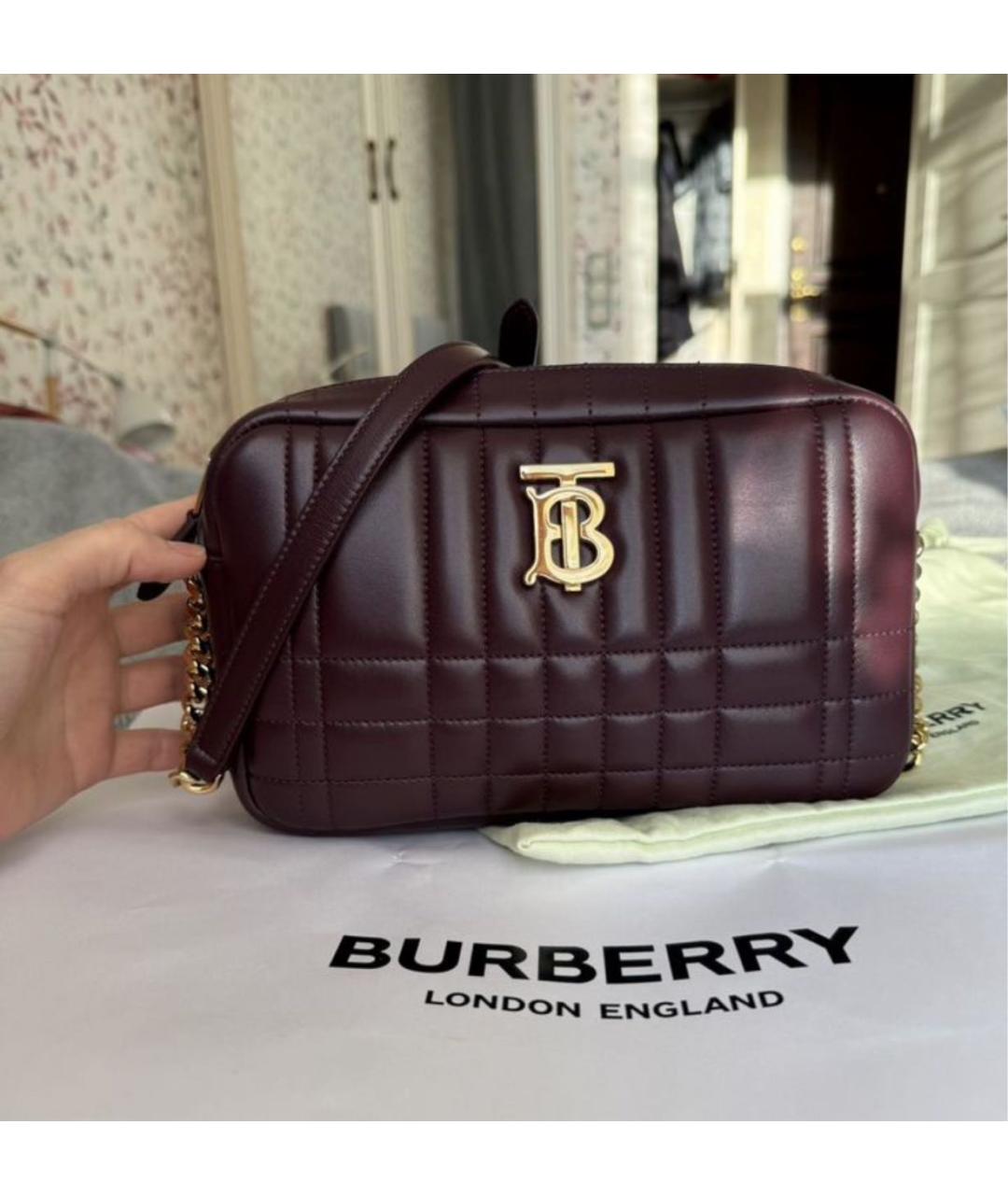 BURBERRY Бордовая кожаная сумка через плечо, фото 7