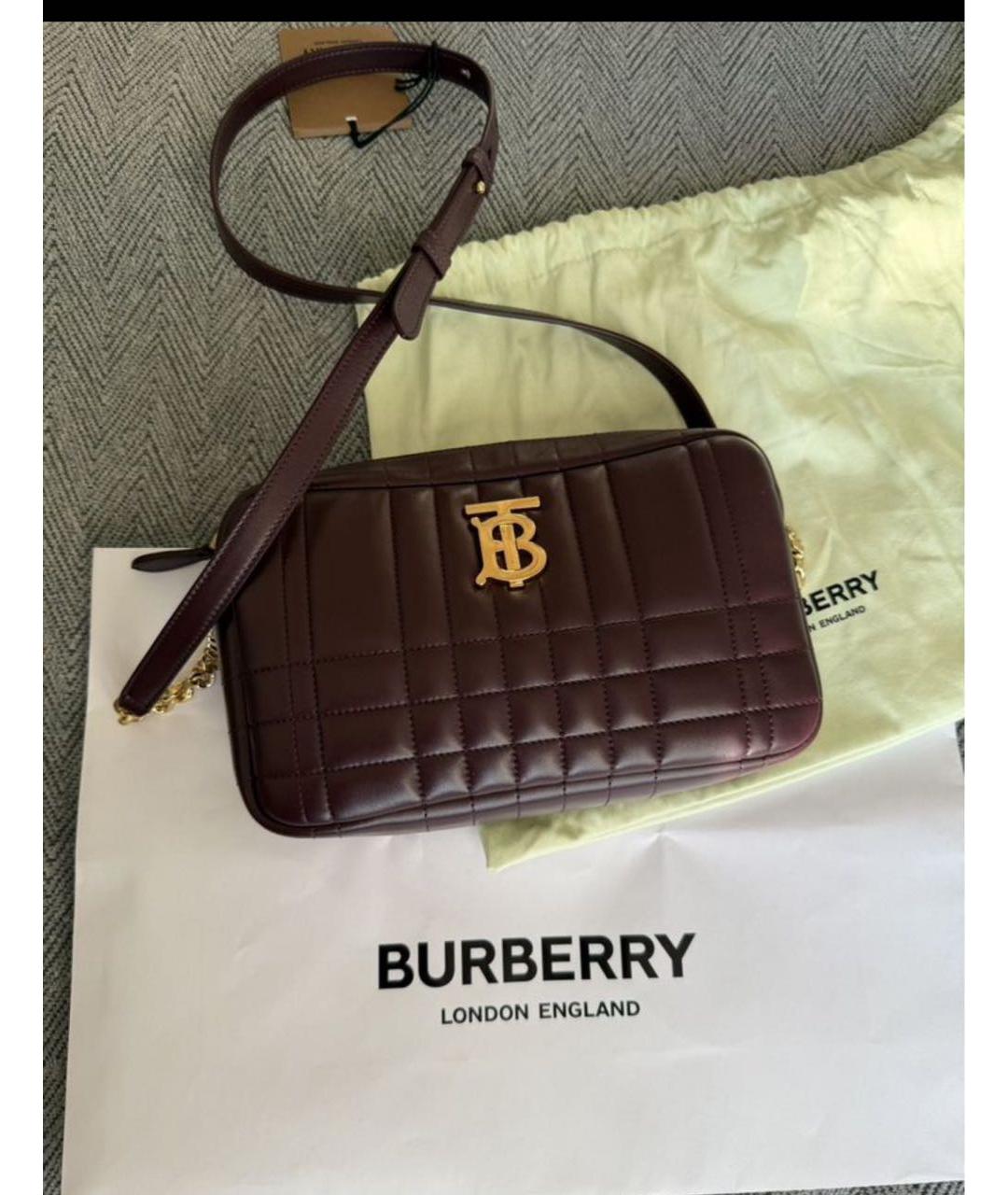 BURBERRY Бордовая кожаная сумка через плечо, фото 6