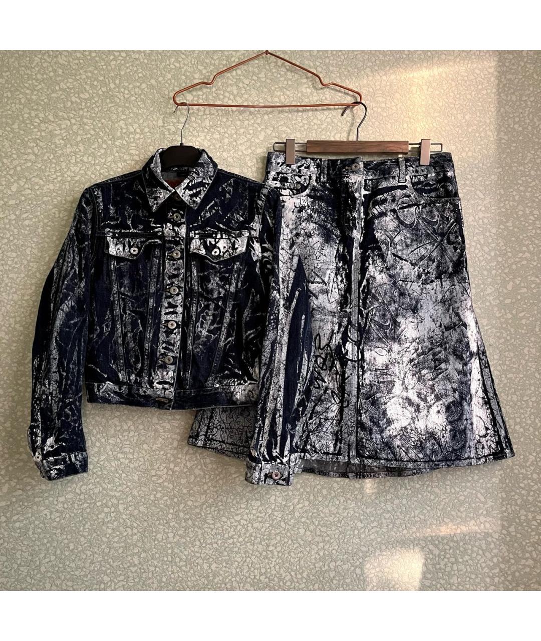 ALEXANDER MCQUEEN Темно-синий деним костюм с юбками, фото 9