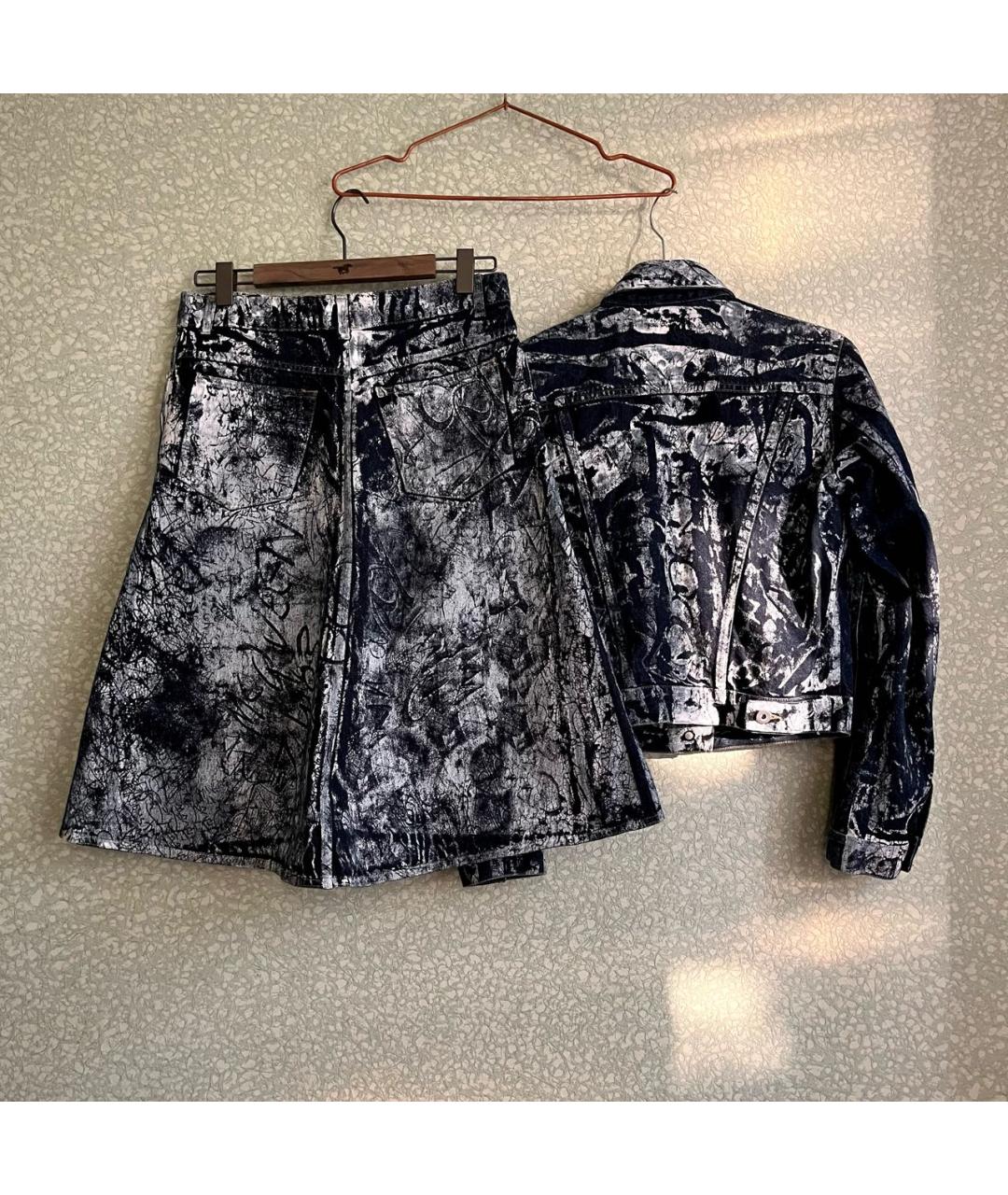ALEXANDER MCQUEEN Темно-синий деним костюм с юбками, фото 2