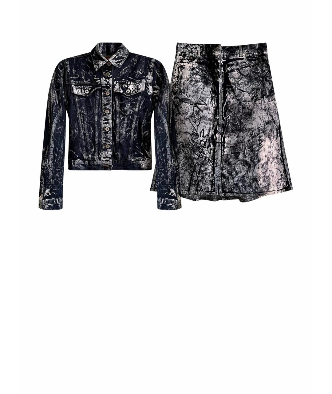 ALEXANDER MCQUEEN Темно-синий деним костюм с юбками, фото 1