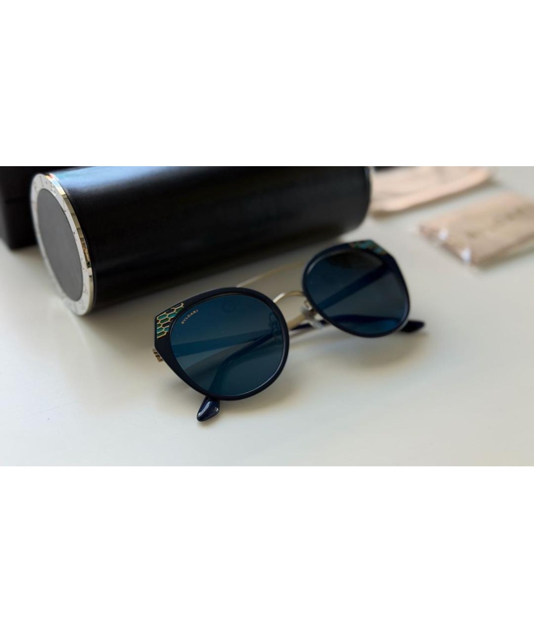 BVLGARI Темно-синие металлические солнцезащитные очки, фото 2