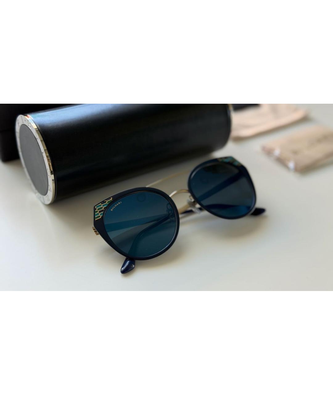 BVLGARI Темно-синие металлические солнцезащитные очки, фото 5