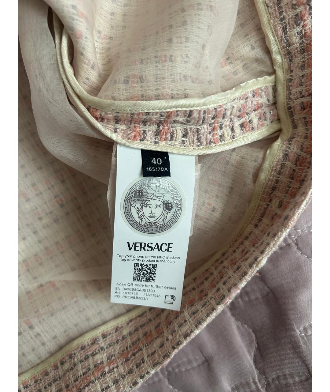 VERSACE Розовая твидовая юбка мини, фото 4