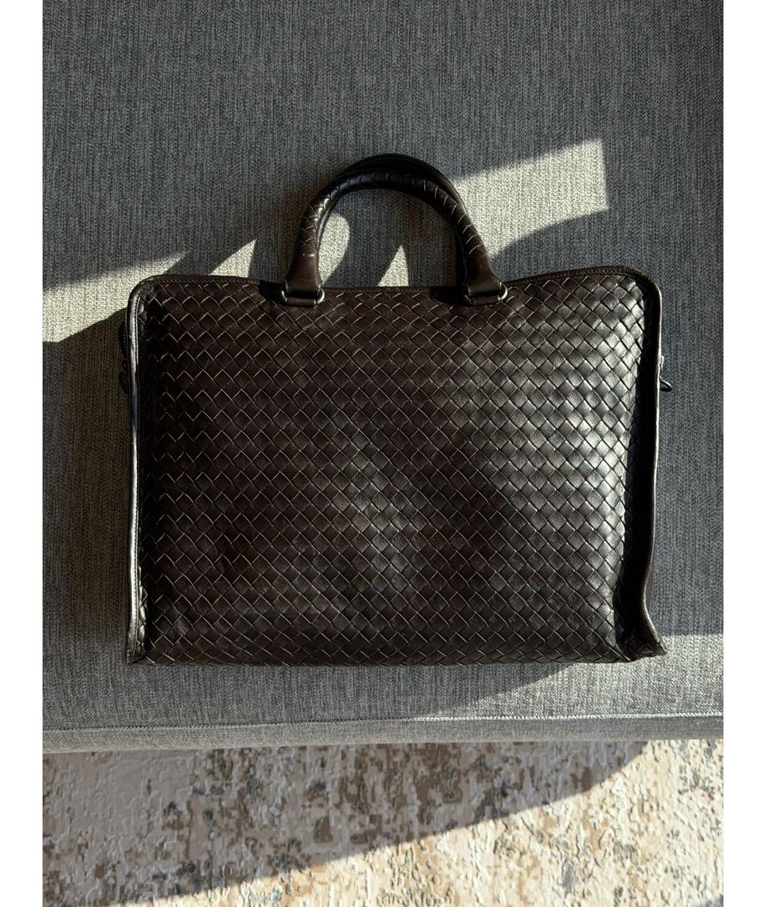 BOTTEGA VENETA Коричневый кожаный портфель, фото 8