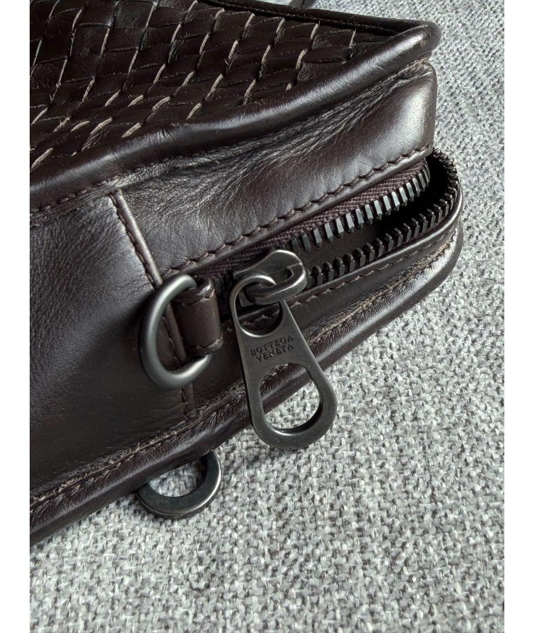 BOTTEGA VENETA Коричневый кожаный портфель, фото 5