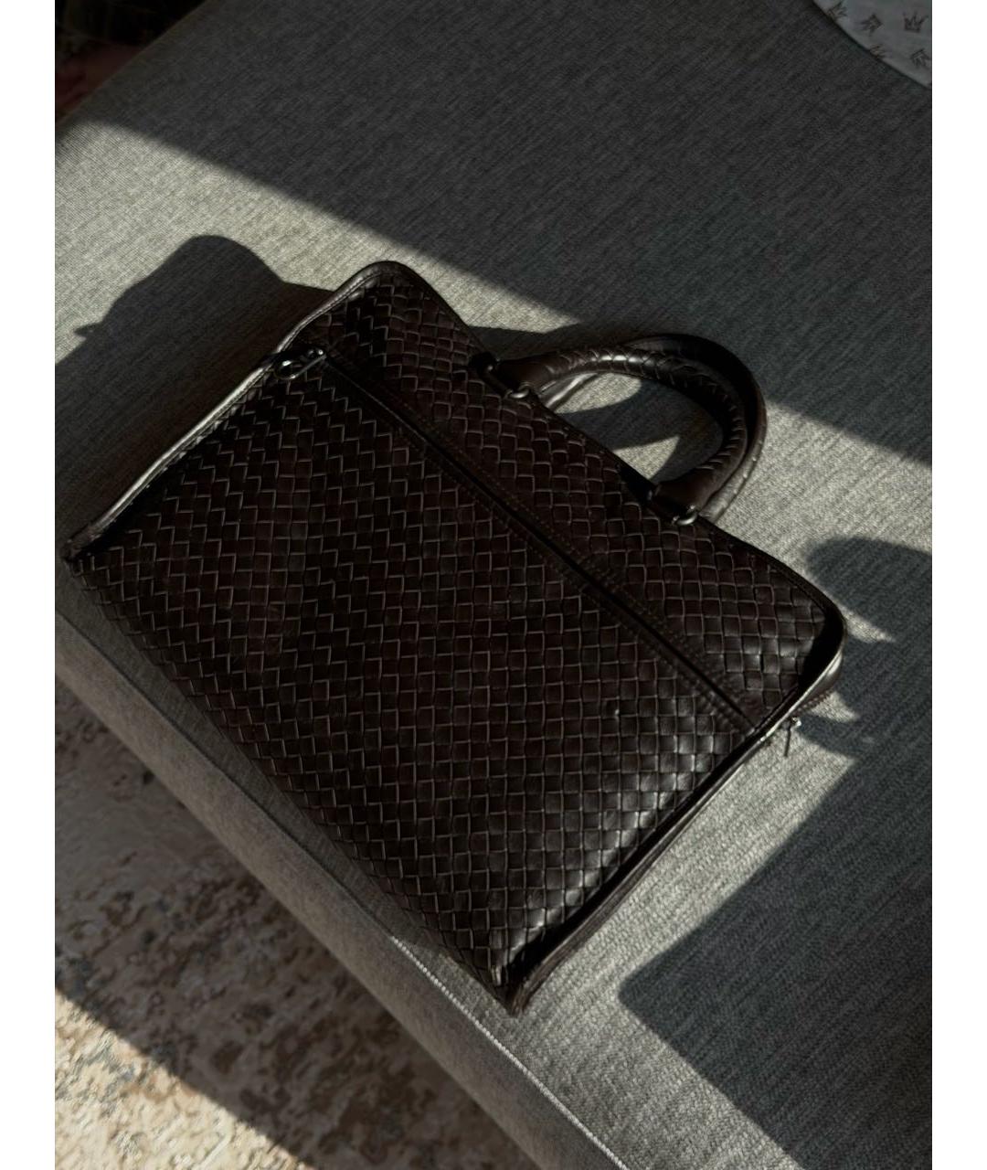 BOTTEGA VENETA Коричневый кожаный портфель, фото 2