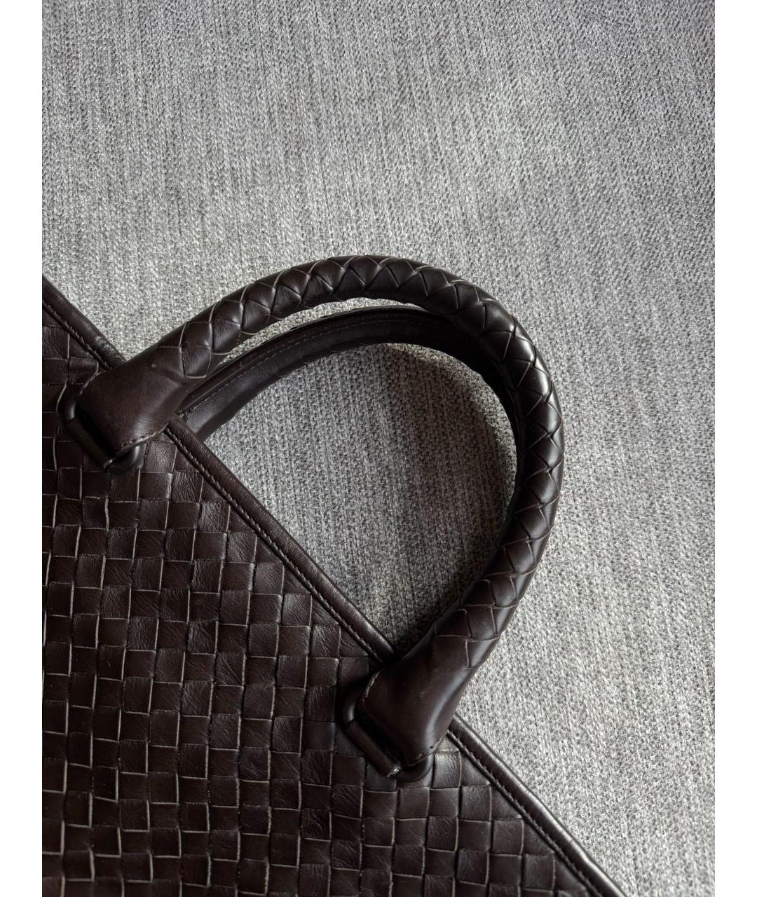 BOTTEGA VENETA Коричневый кожаный портфель, фото 7