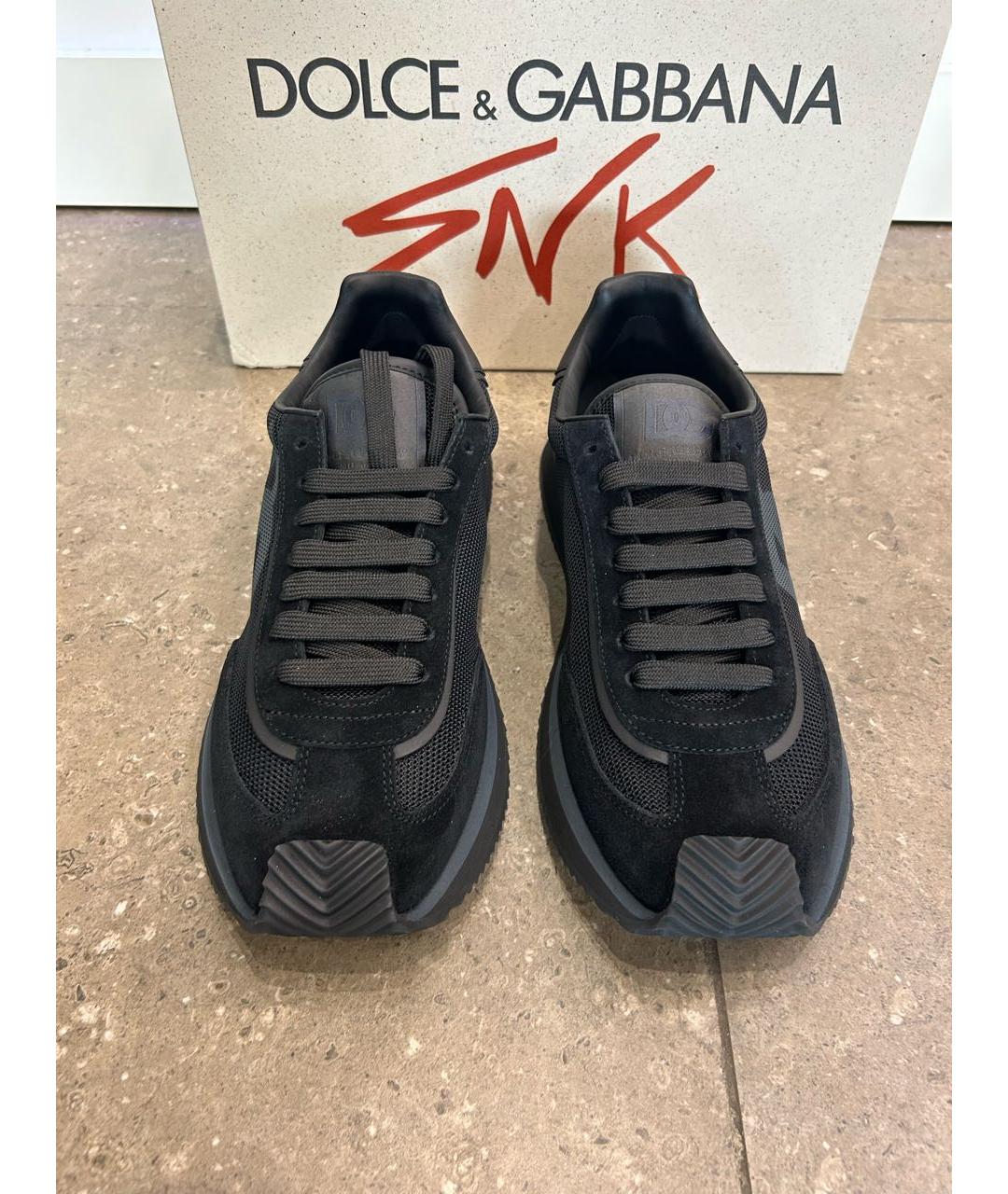 DOLCE&GABBANA Черные замшевые низкие кроссовки / кеды, фото 2