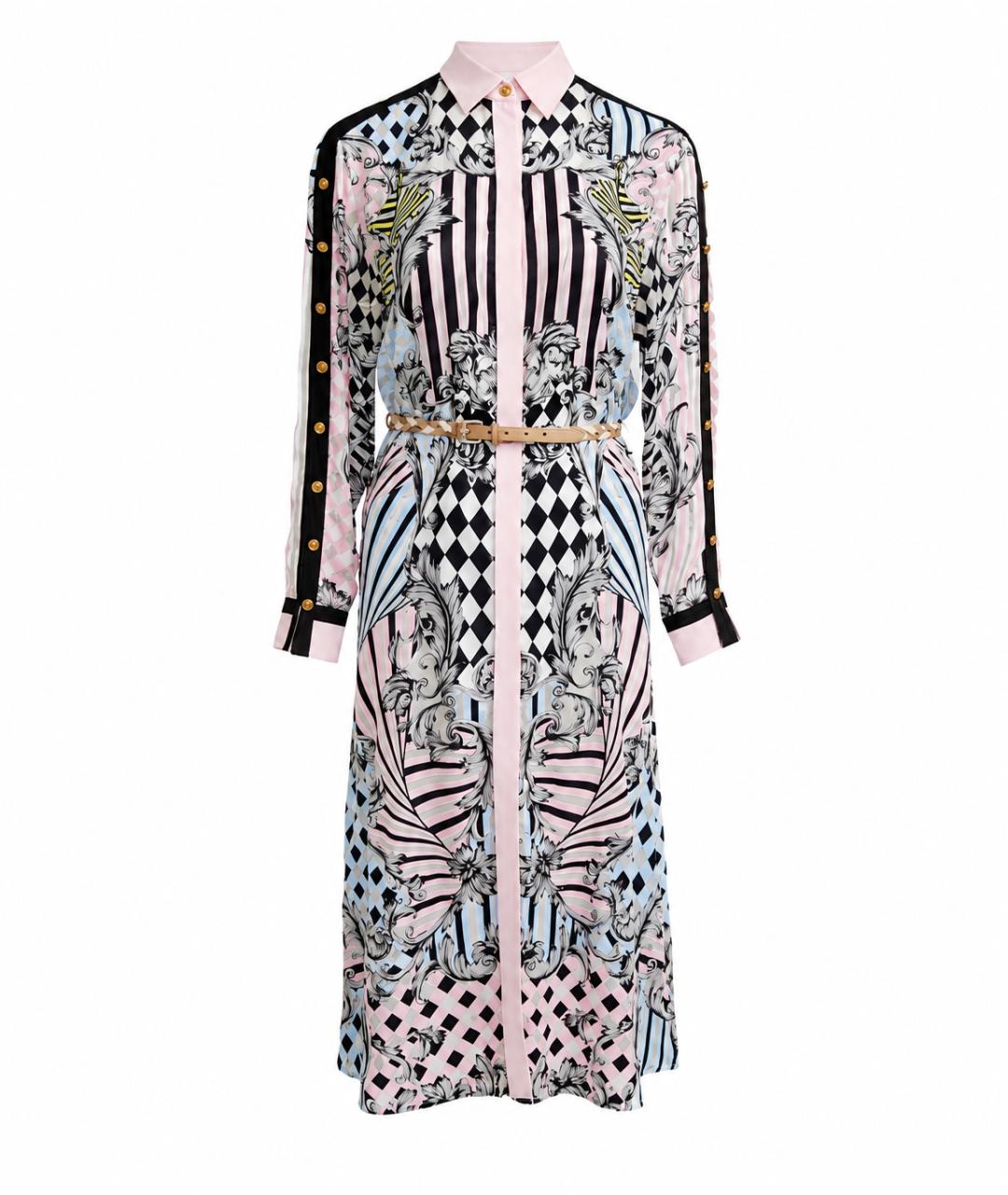 VERSACE Розовое шелковое повседневное платье, фото 1