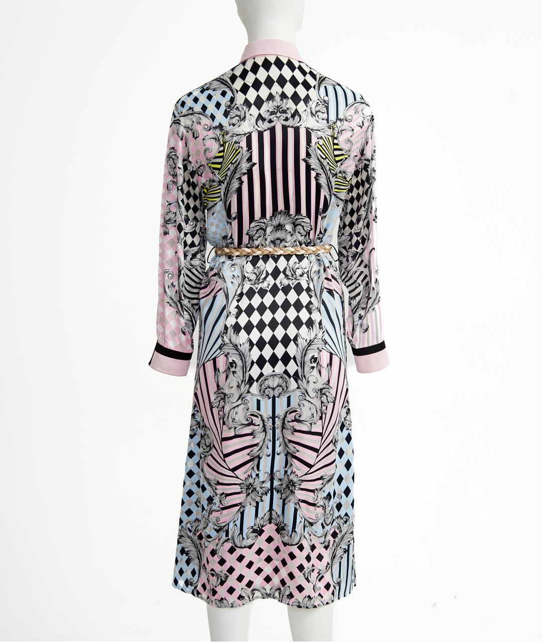VERSACE Розовое шелковое повседневное платье, фото 3