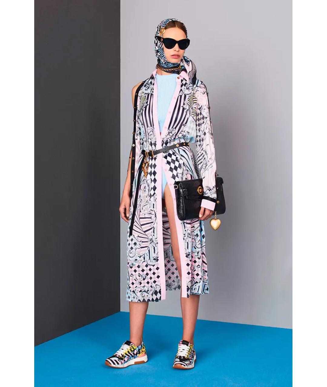 VERSACE Розовое шелковое повседневное платье, фото 7