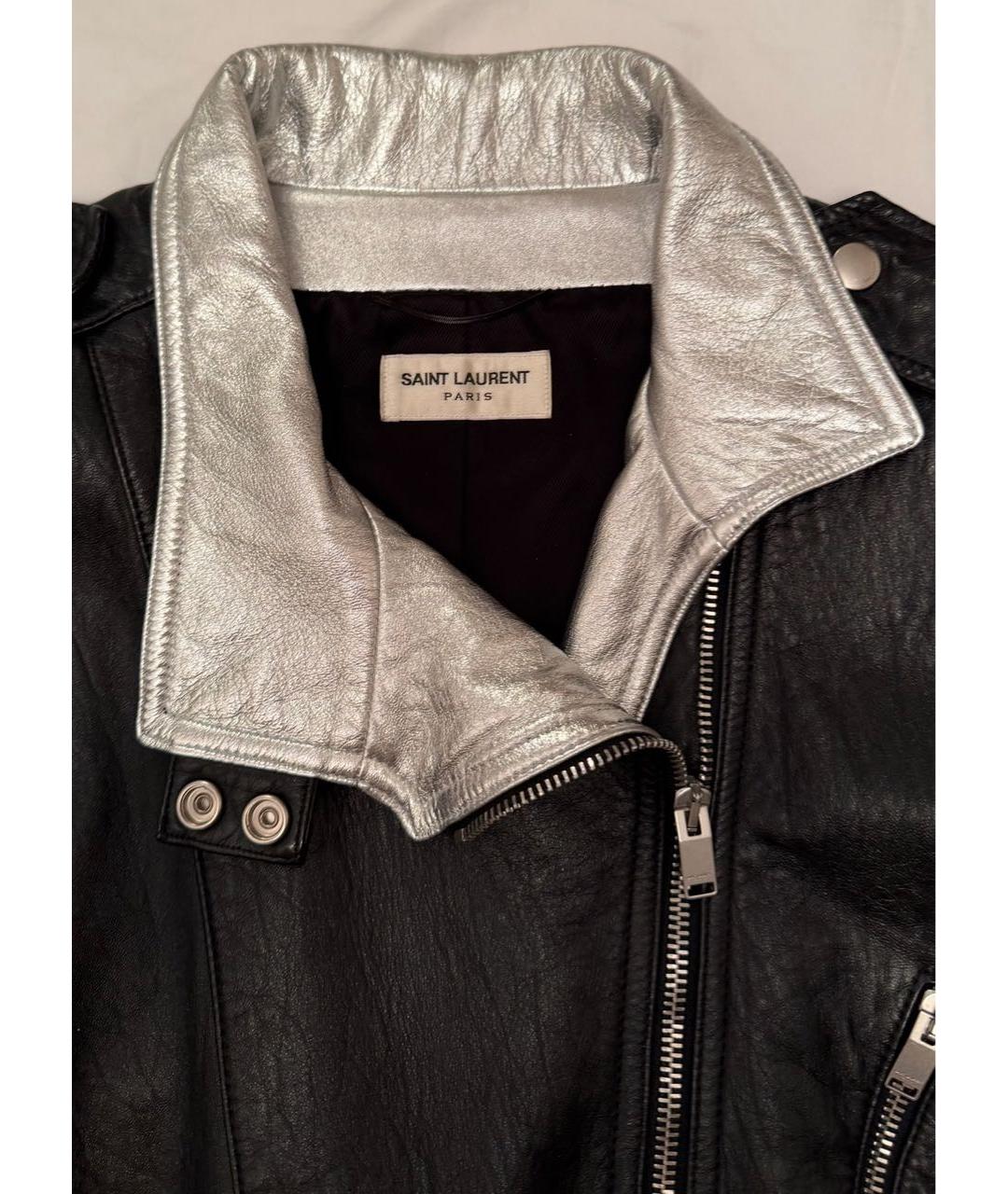 SAINT LAURENT Черная кожаная куртка, фото 2