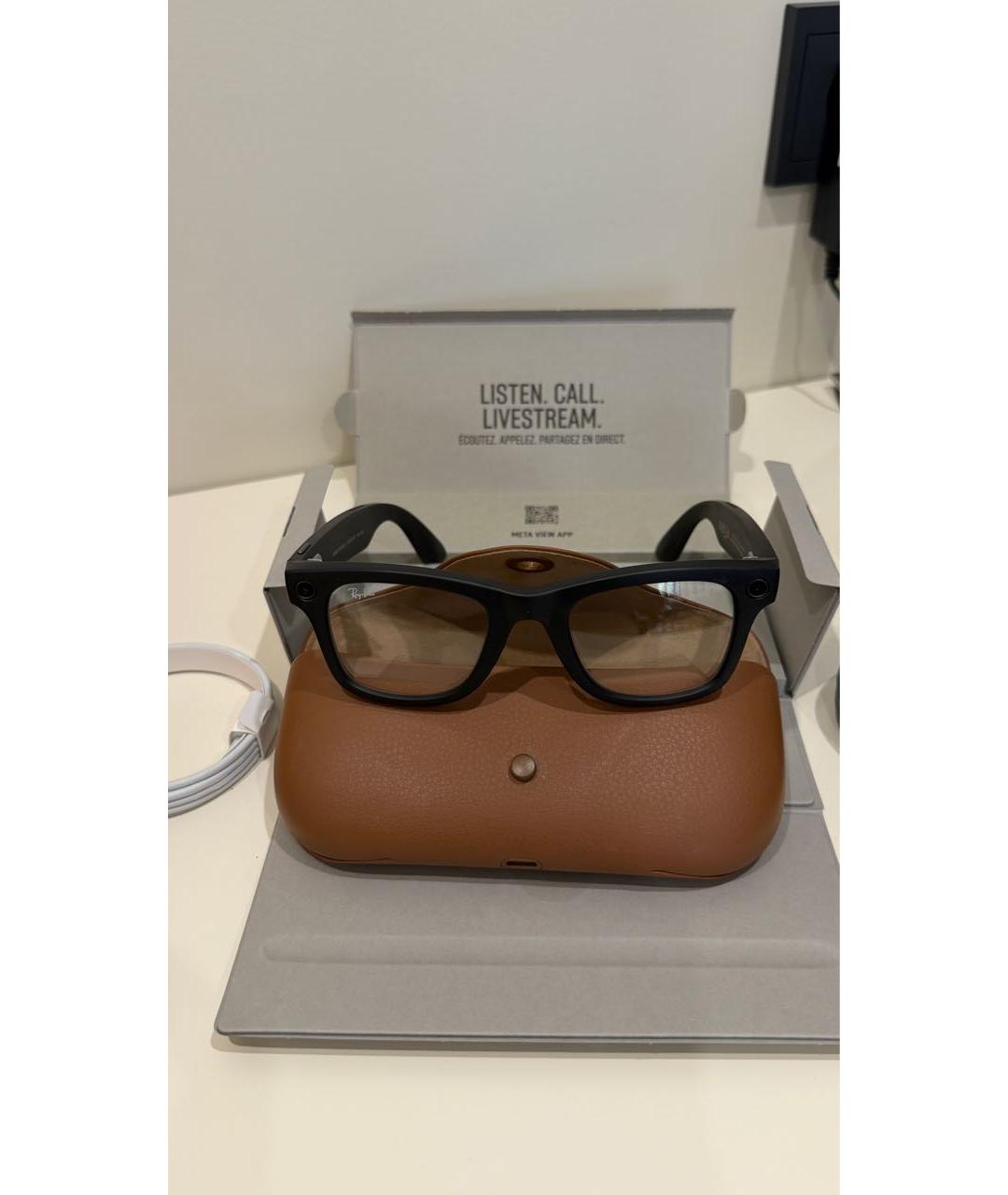 RAY BAN Черные пластиковые солнцезащитные очки, фото 9