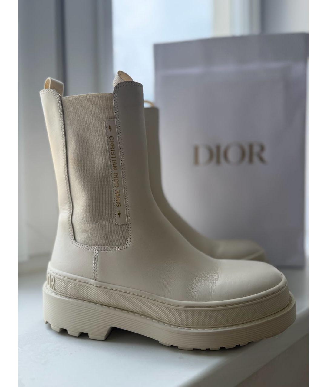 CHRISTIAN DIOR Белые кожаные ботинки, фото 5
