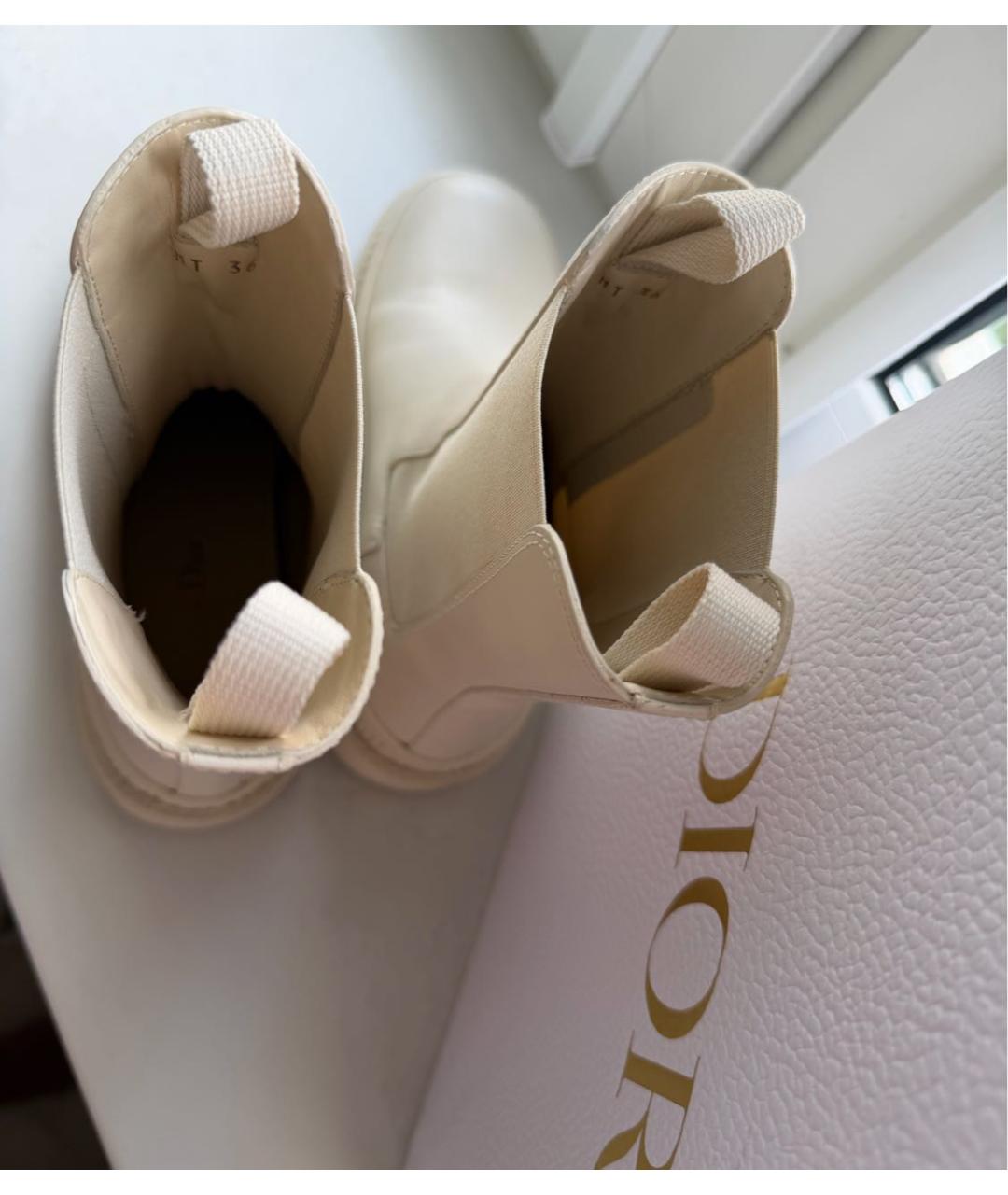 CHRISTIAN DIOR Белые кожаные ботинки, фото 3