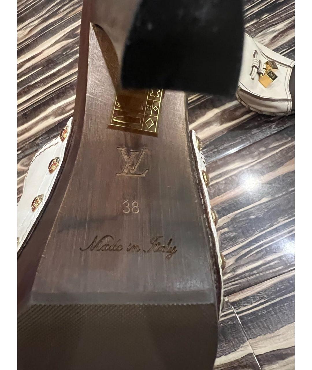 LOUIS VUITTON Бежевые кожаные сабо, фото 4
