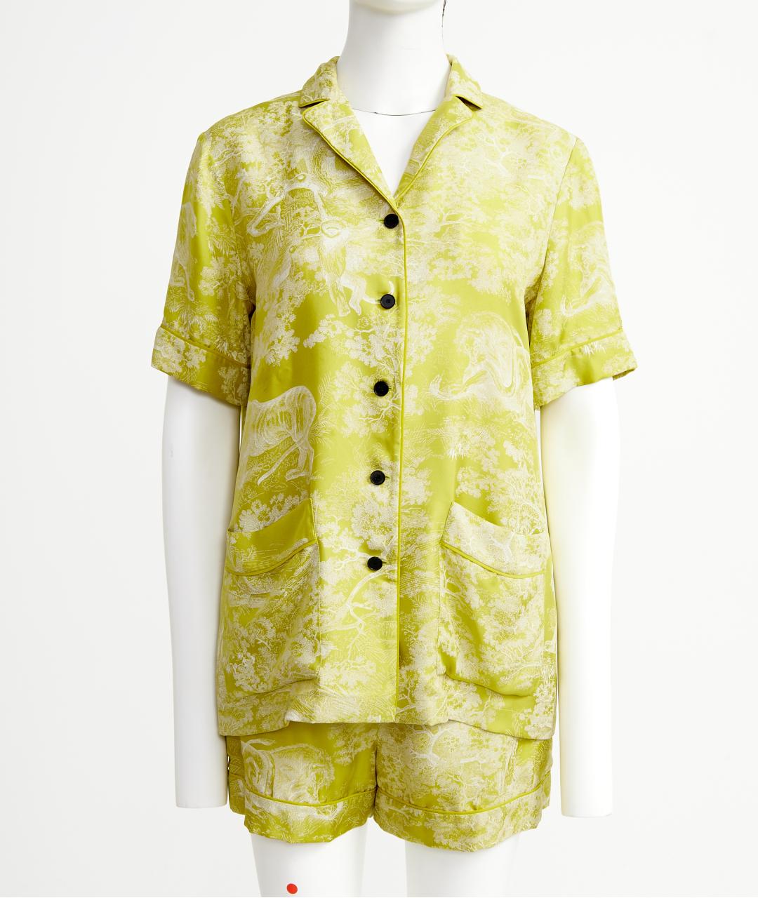 CHRISTIAN DIOR Желтый шелковый костюм с брюками, фото 4