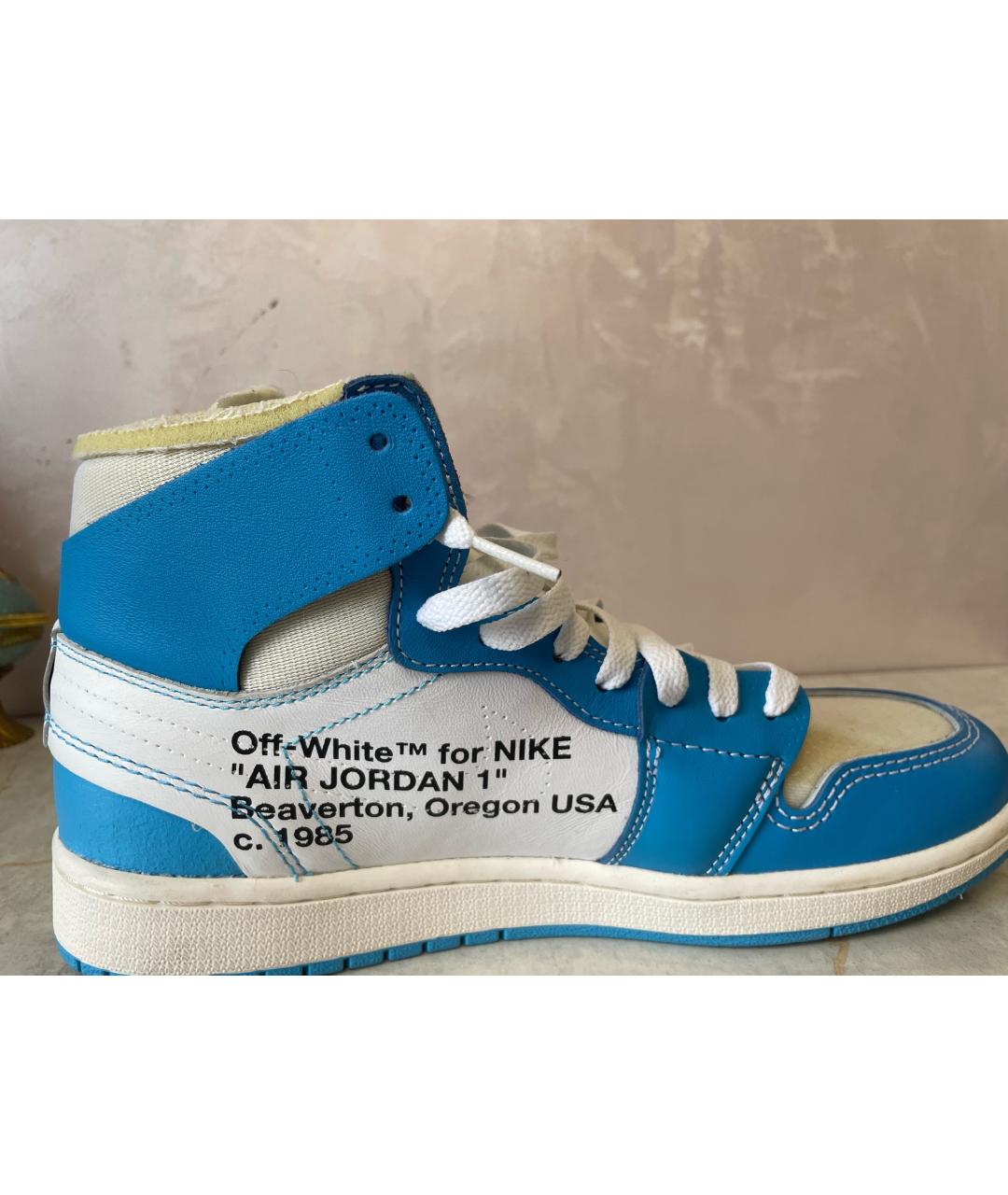 NIKE X OFF-WHITE Синие кожаные высокие кроссовки / кеды, фото 5
