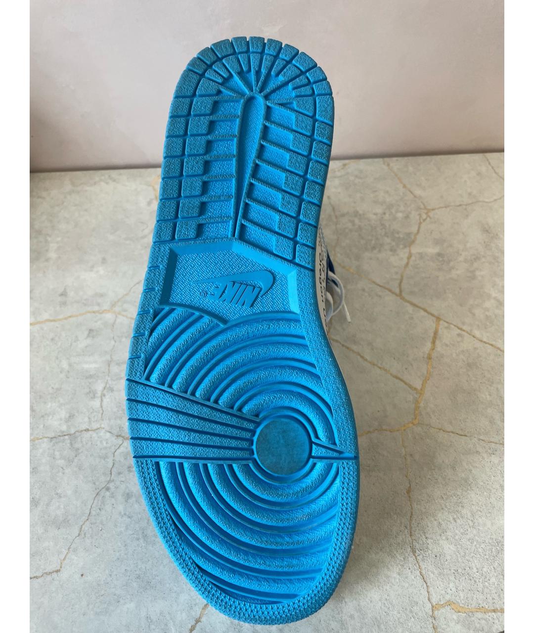 NIKE X OFF-WHITE Синие кожаные высокие кроссовки / кеды, фото 3