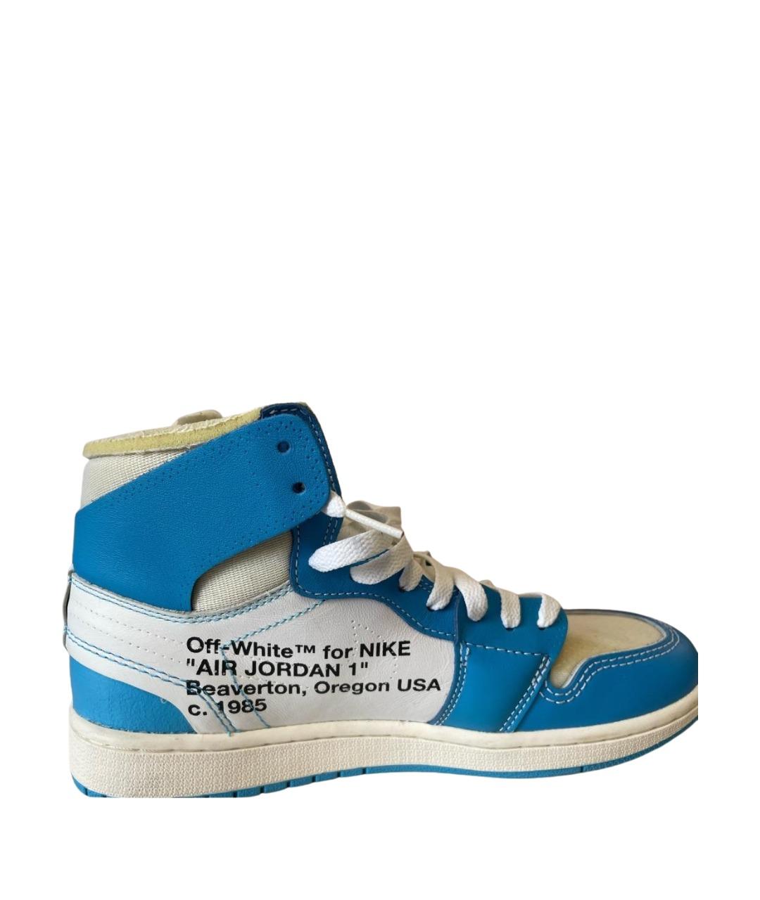 NIKE X OFF-WHITE Синие кожаные высокие кроссовки / кеды, фото 1