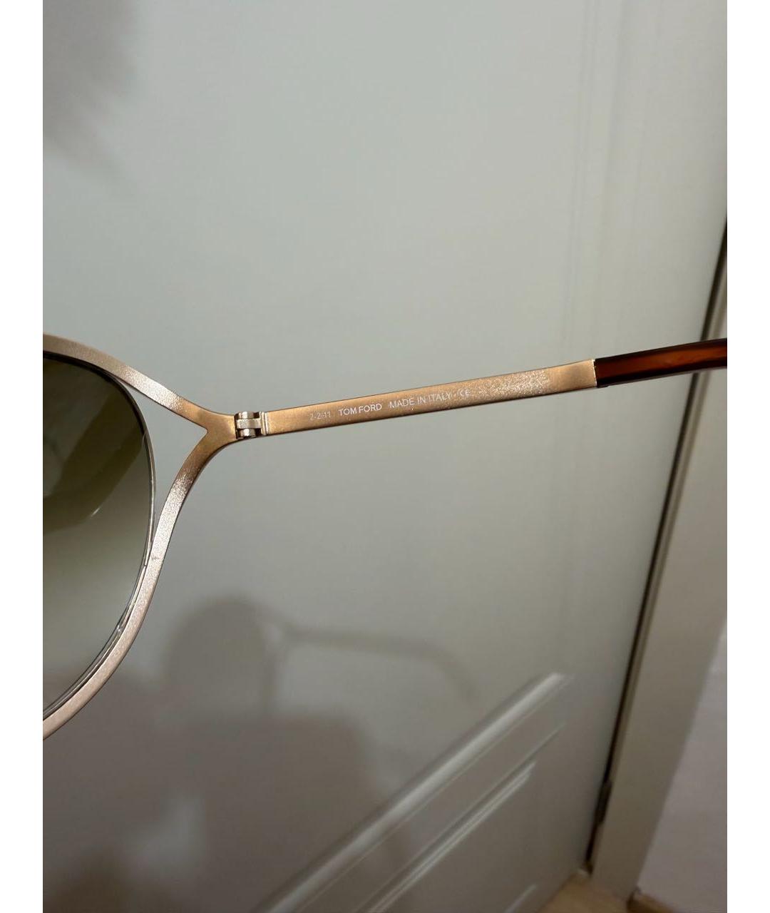 TOM FORD Золотые металлические солнцезащитные очки, фото 6