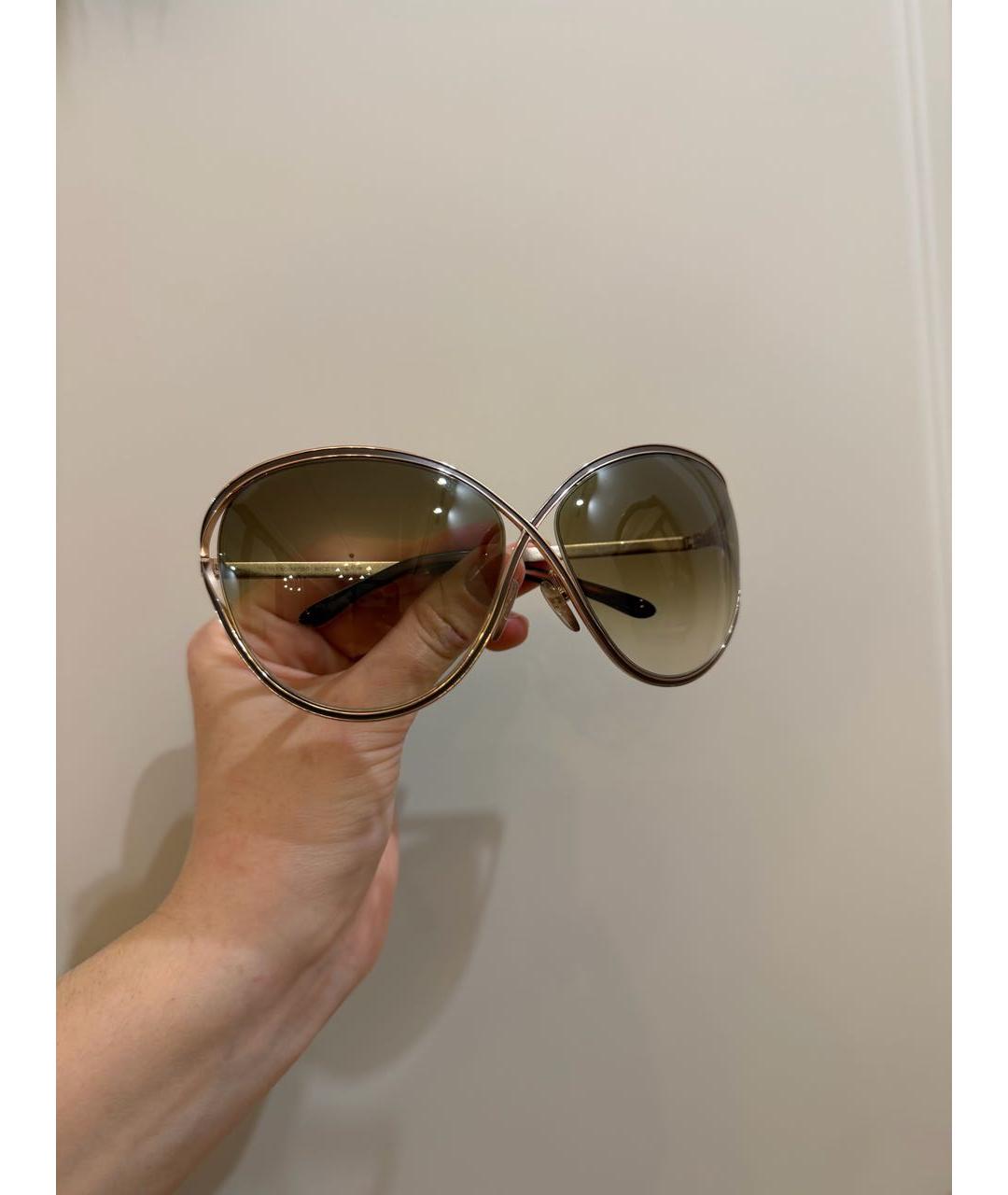 TOM FORD Золотые металлические солнцезащитные очки, фото 8