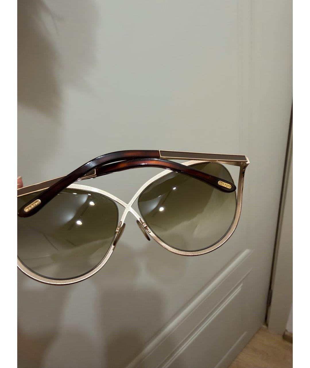 TOM FORD Золотые металлические солнцезащитные очки, фото 4