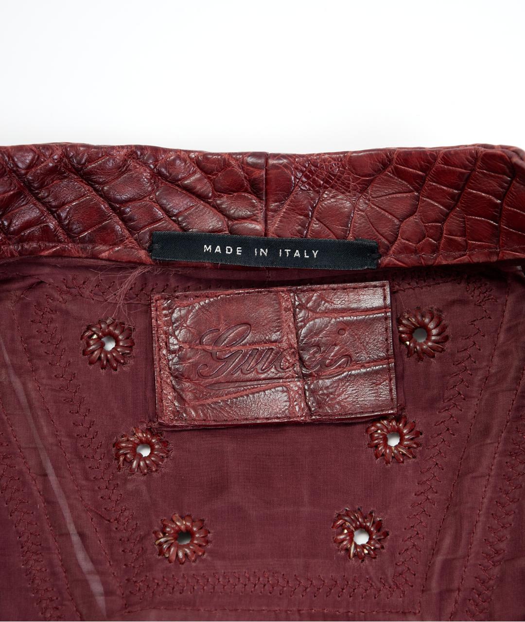 GUCCI Бордовая куртка из кожи крокодила, фото 4
