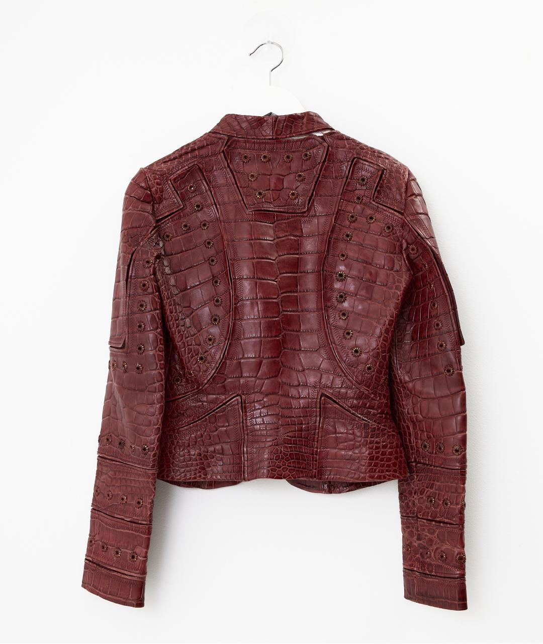 GUCCI Бордовая куртка из кожи крокодила, фото 2