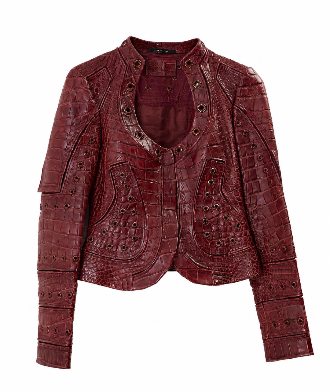 GUCCI Бордовая куртка из кожи крокодила, фото 1
