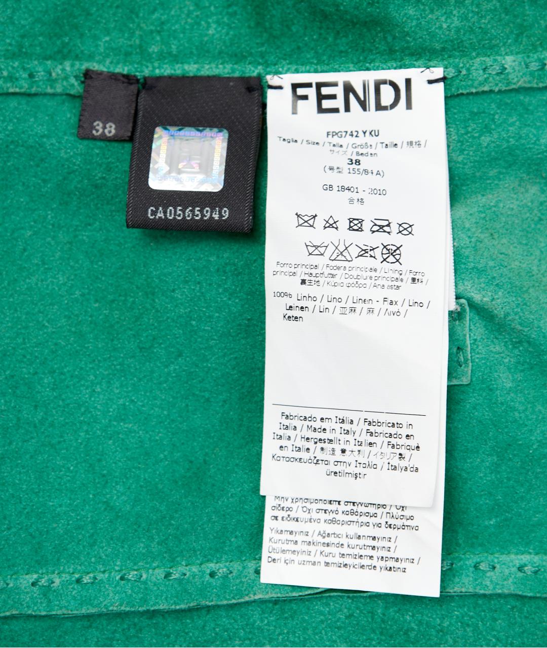 FENDI Зеленая кожаная куртка, фото 4