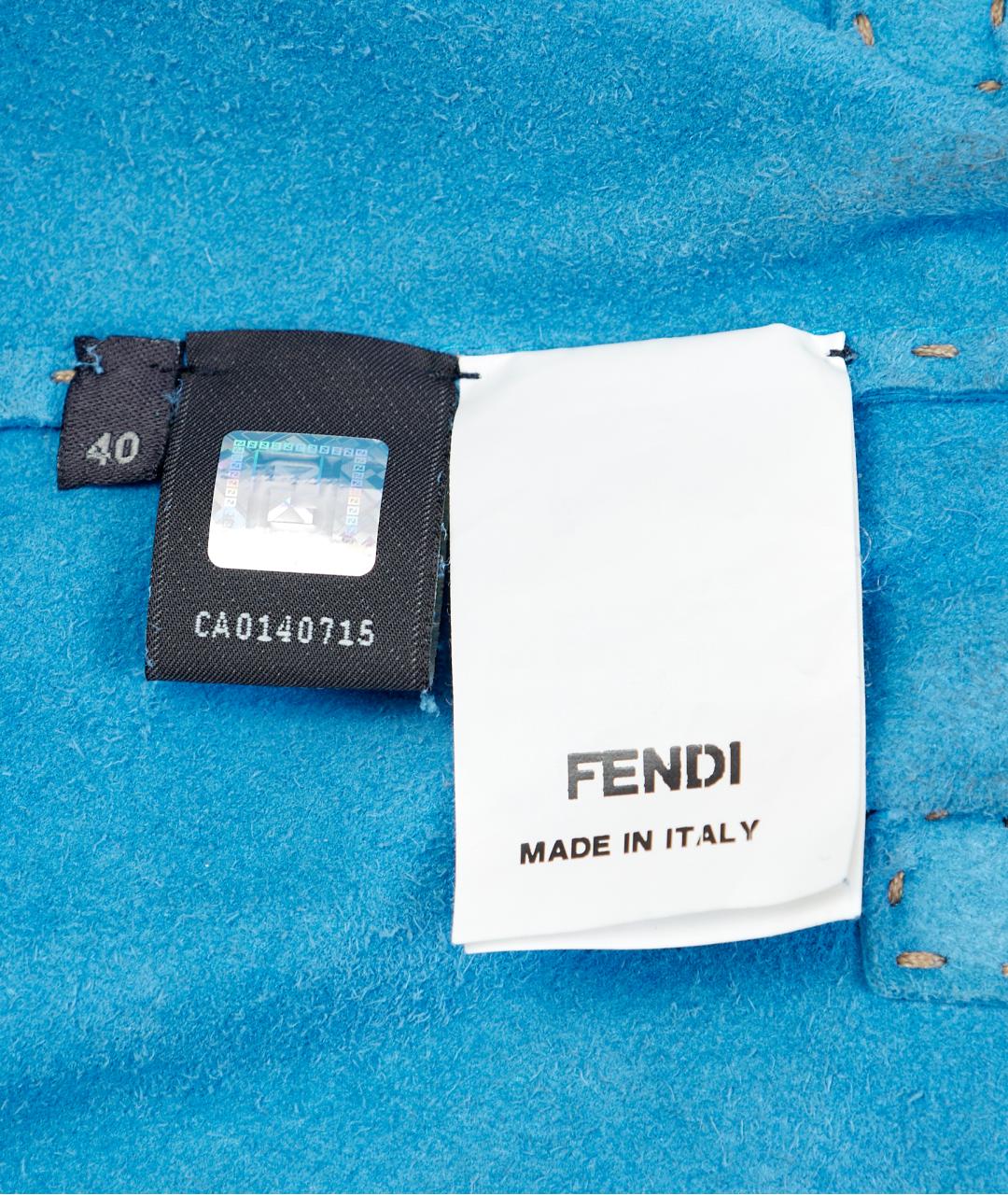 FENDI Голубая кожаная куртка, фото 4