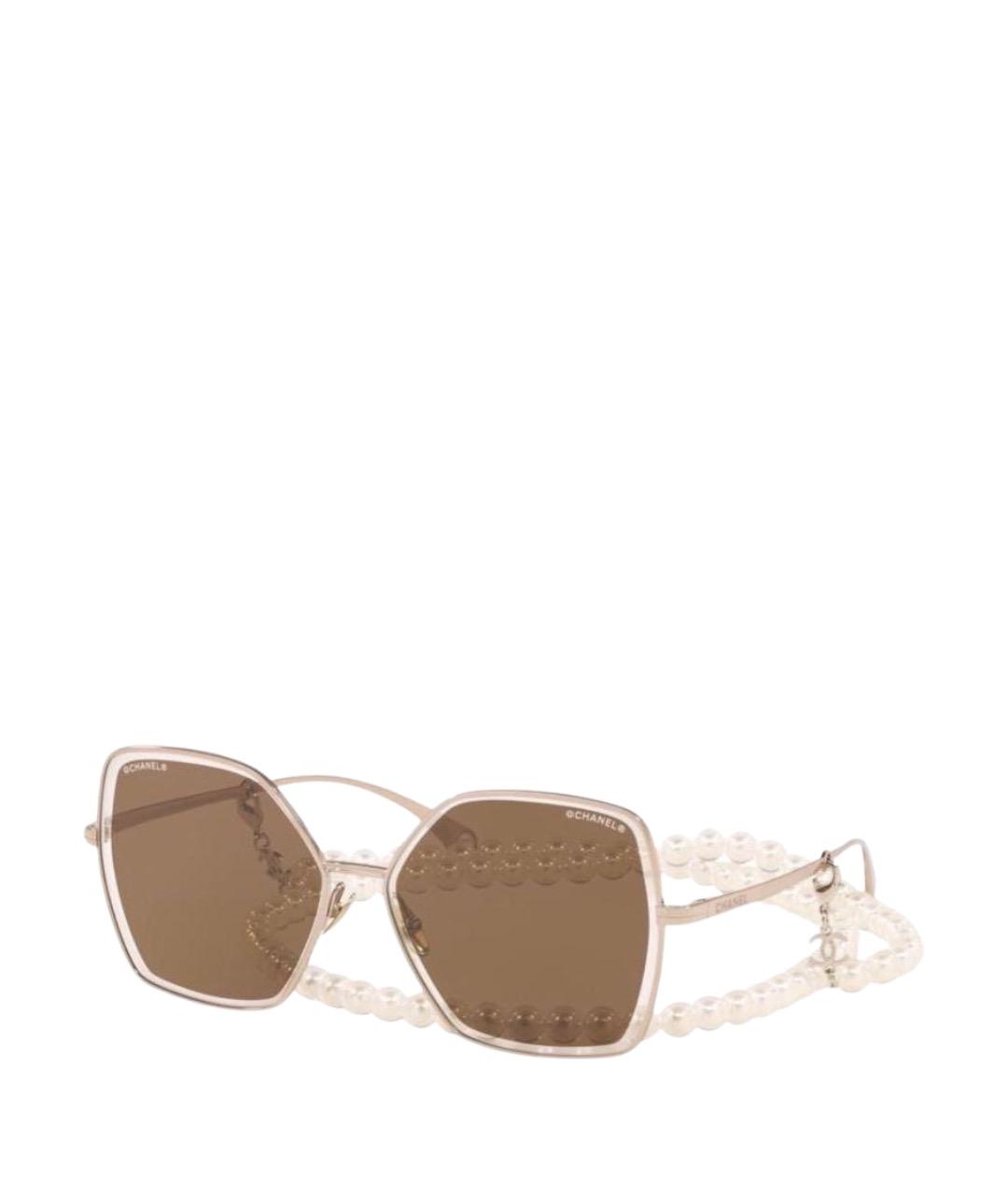 CHANEL Золотые металлические солнцезащитные очки, фото 1