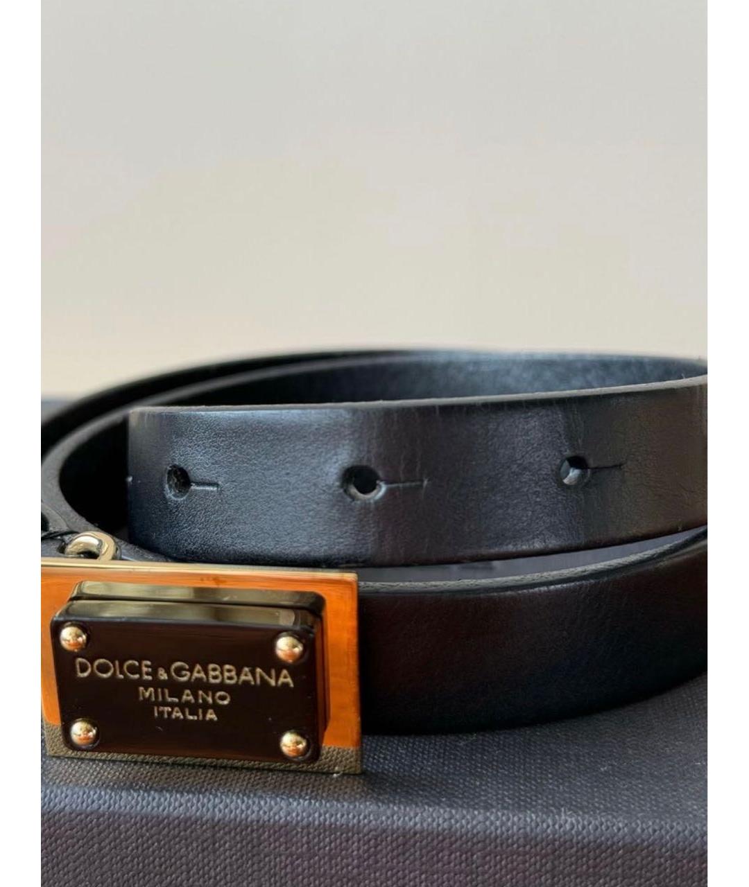 DOLCE&GABBANA Черный кожаный ремень, фото 6