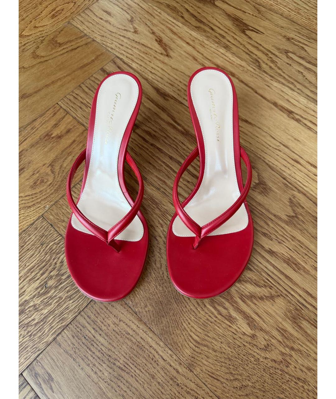 GIANVITO ROSSI Красные кожаные мюли, фото 2