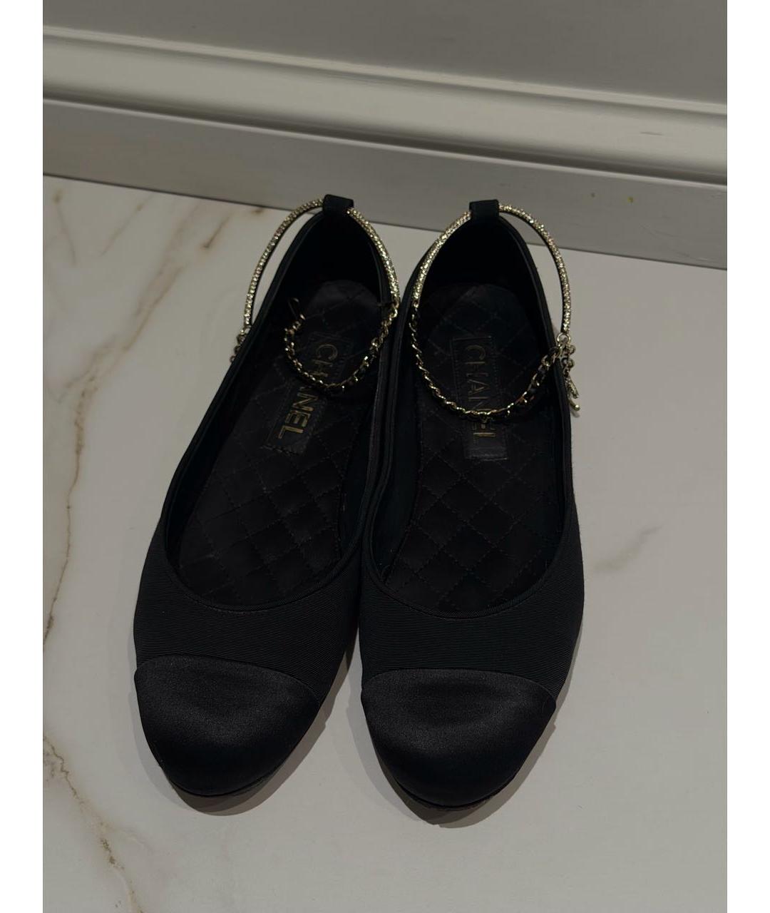 CHANEL Черные текстильные балетки, фото 2
