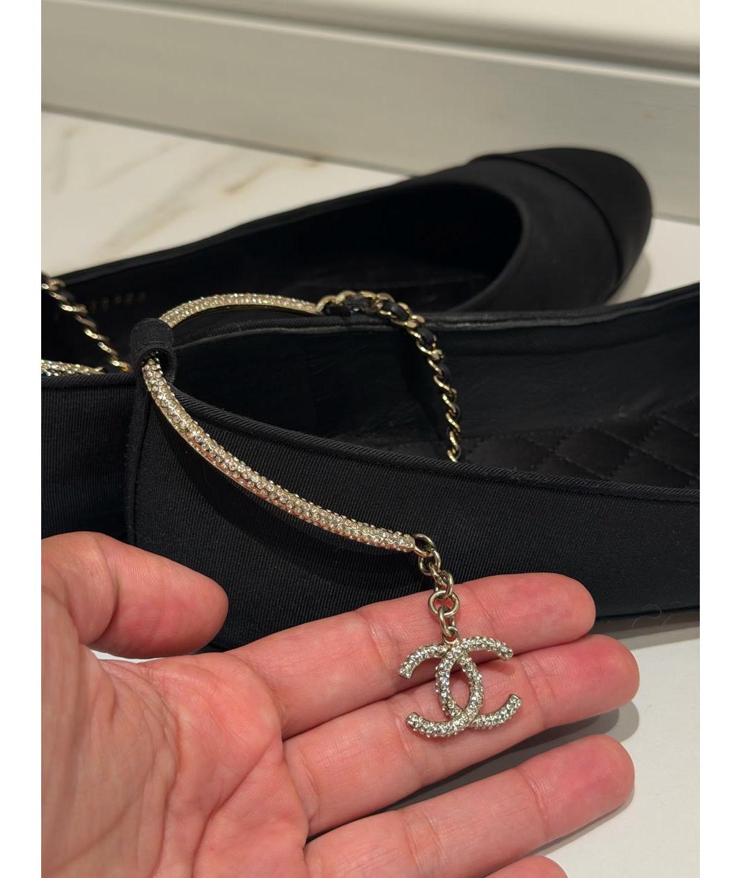 CHANEL Черные текстильные балетки, фото 6