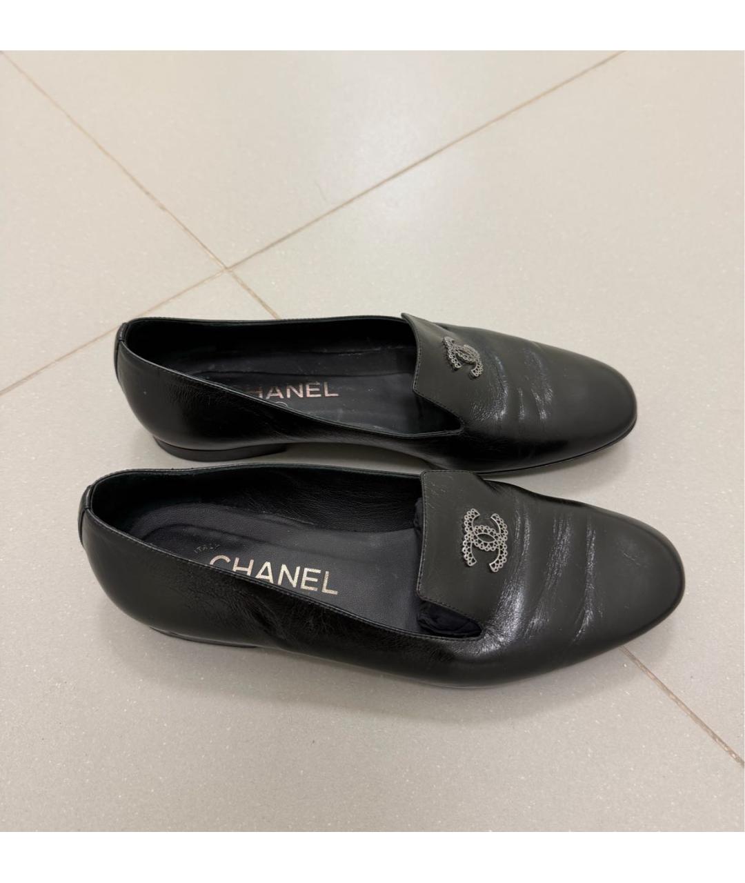 CHANEL Черные кожаные лоферы, фото 5