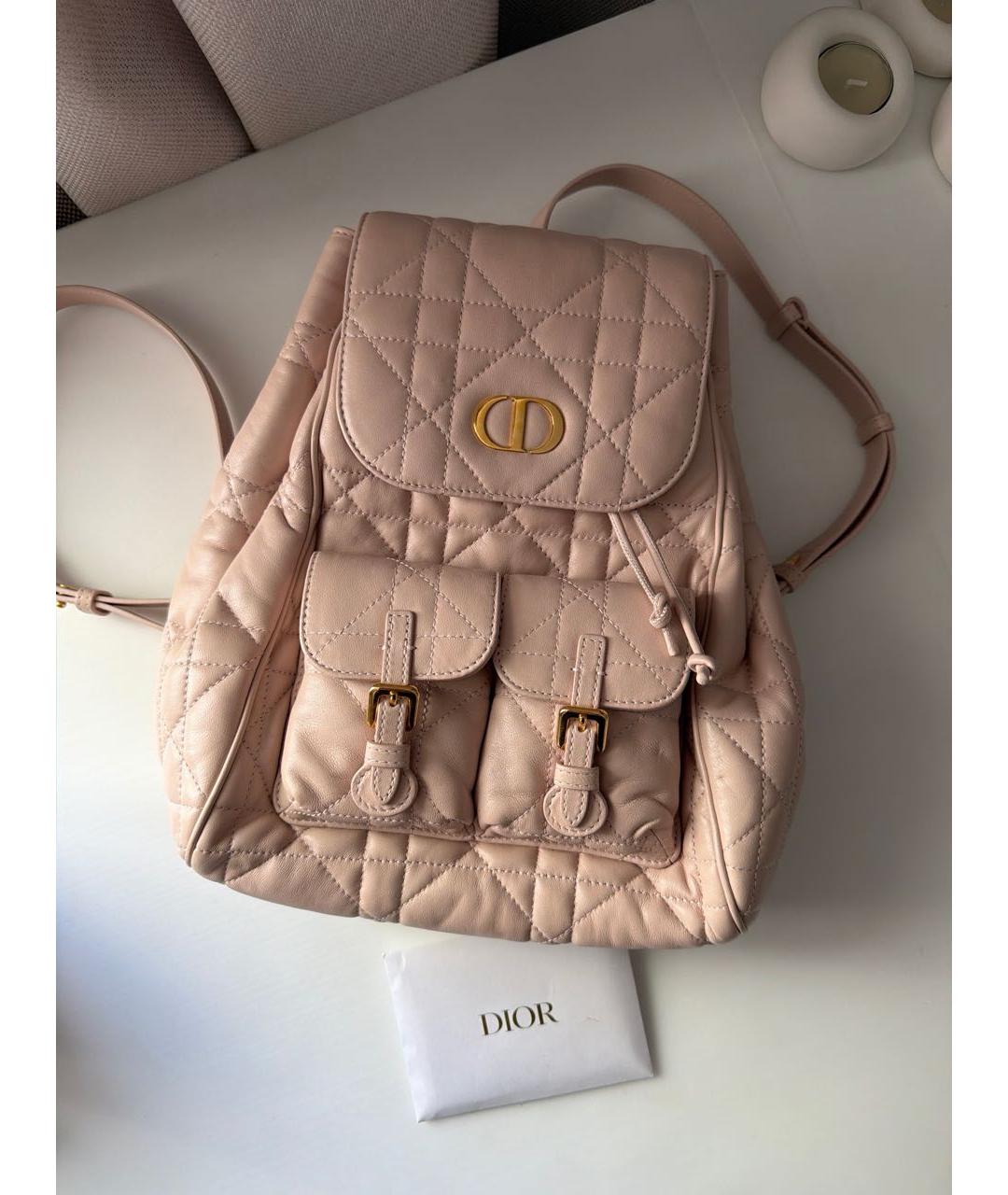 CHRISTIAN DIOR Бежевый кожаный рюкзак, фото 3
