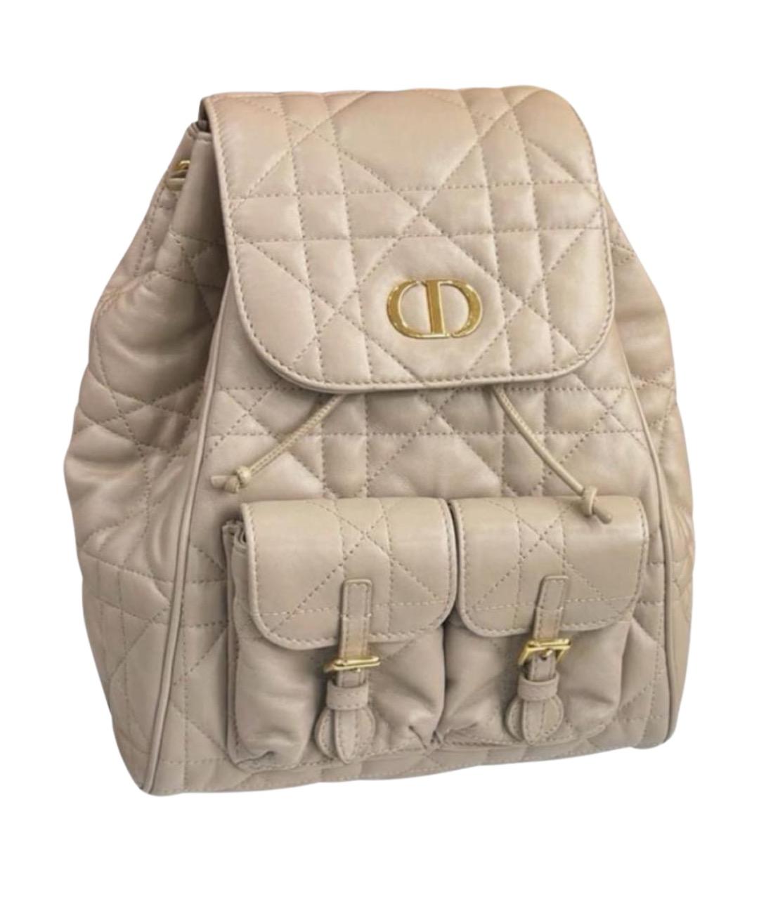 CHRISTIAN DIOR Бежевый кожаный рюкзак, фото 2